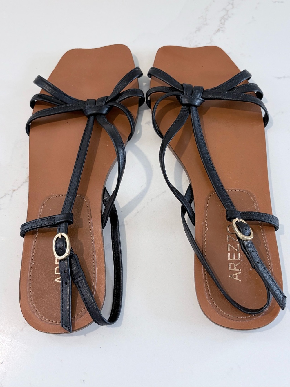 Arezzo Black Flat Sandals Size 6 US Made in Brazil